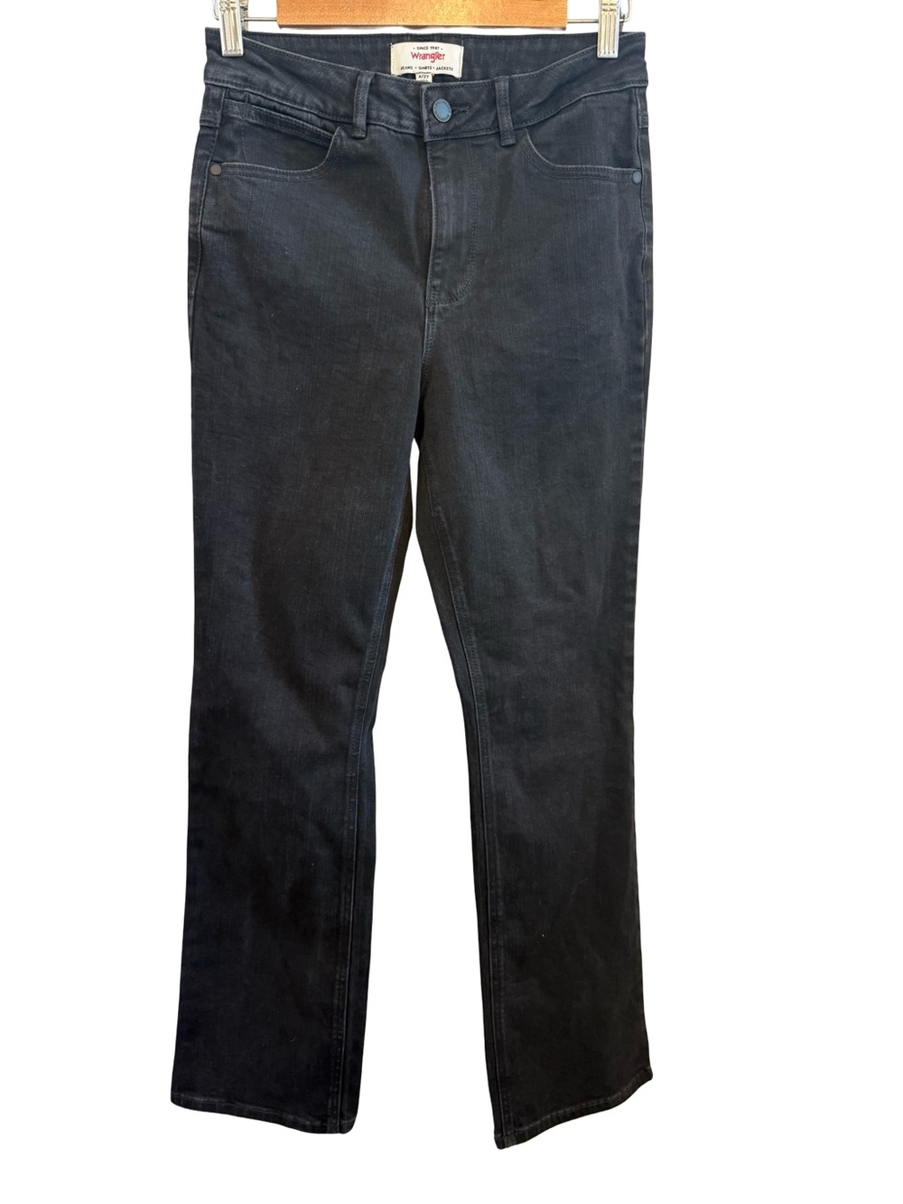 Wrangler Black Bootcut Jeans Women's Size 4 x 27 Mid Rise Stretch Denim